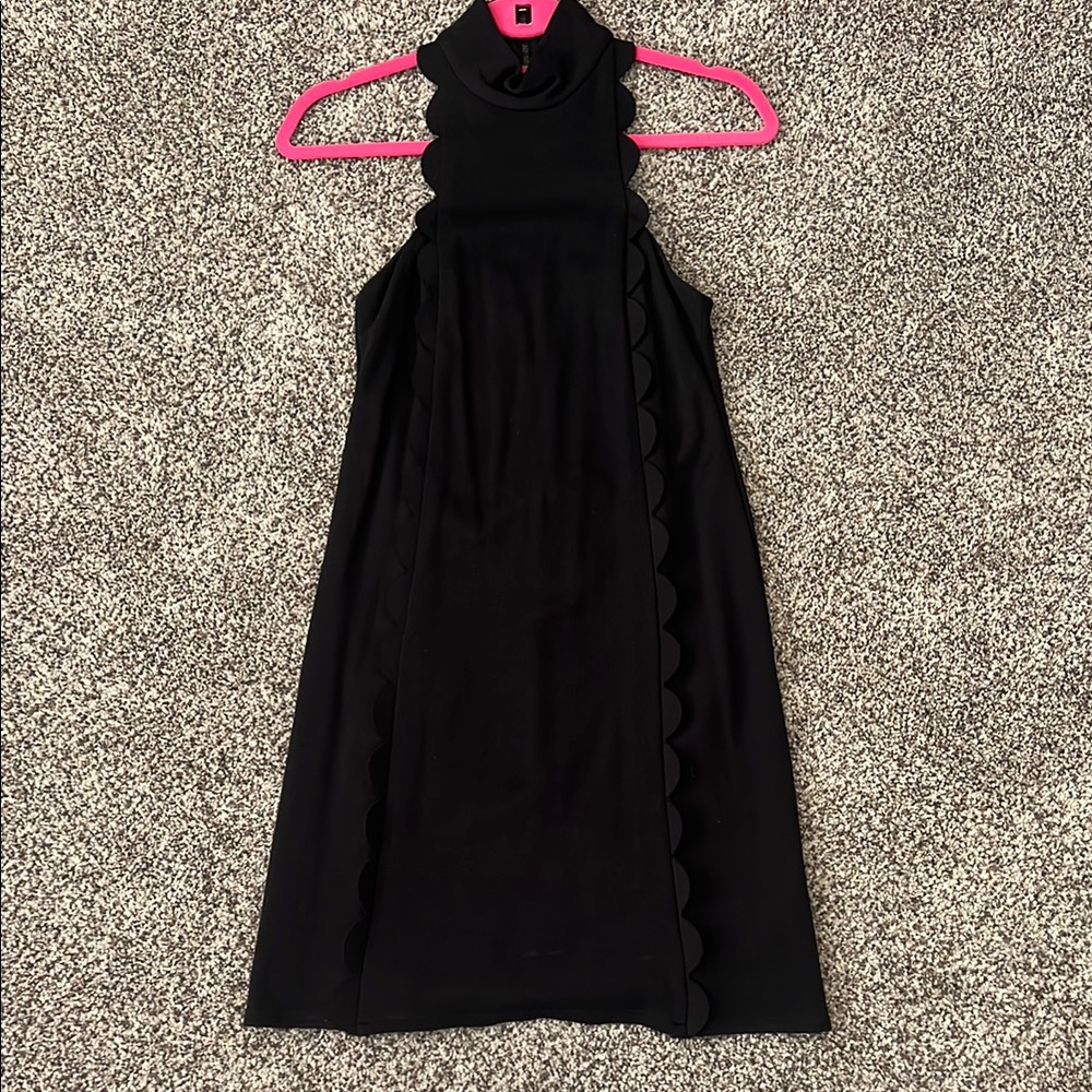 B44 High Neck Scallop Detailed Black Dress - Size XS